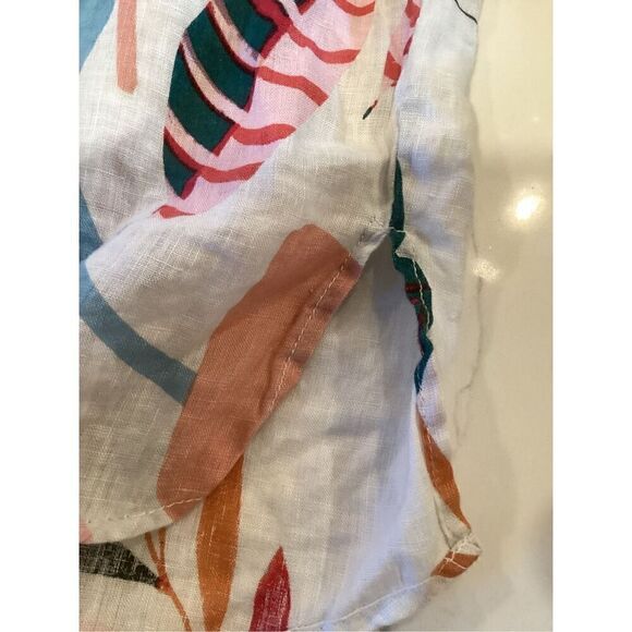 Cynthia Rowley 100% Linen Top Tunic Sz 2X Roll Tab Sleeve Tropical - Picture 6 of 10